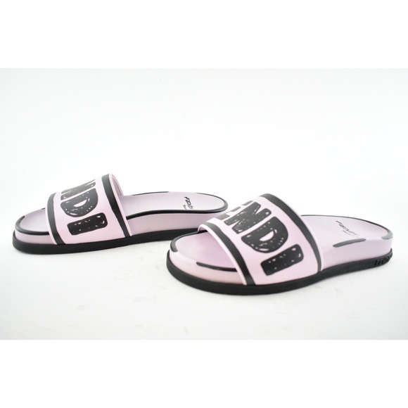 Fendi Joshua Vides Pink Black Leather Logo Mule Slide Flat Flip Flop Sandal 35 - Picture 10 of 12